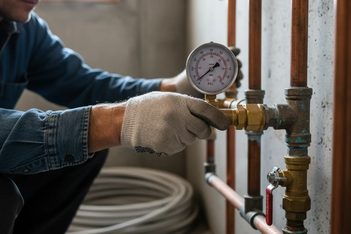 Pressure testing a repaired line during Water Line Repair in Provincetown